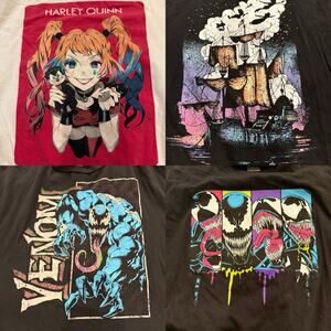 Lot Of 4 Mens Marvel Box Lunch Peter Pan Black Beige Graphic Print T-Shirts 2XL